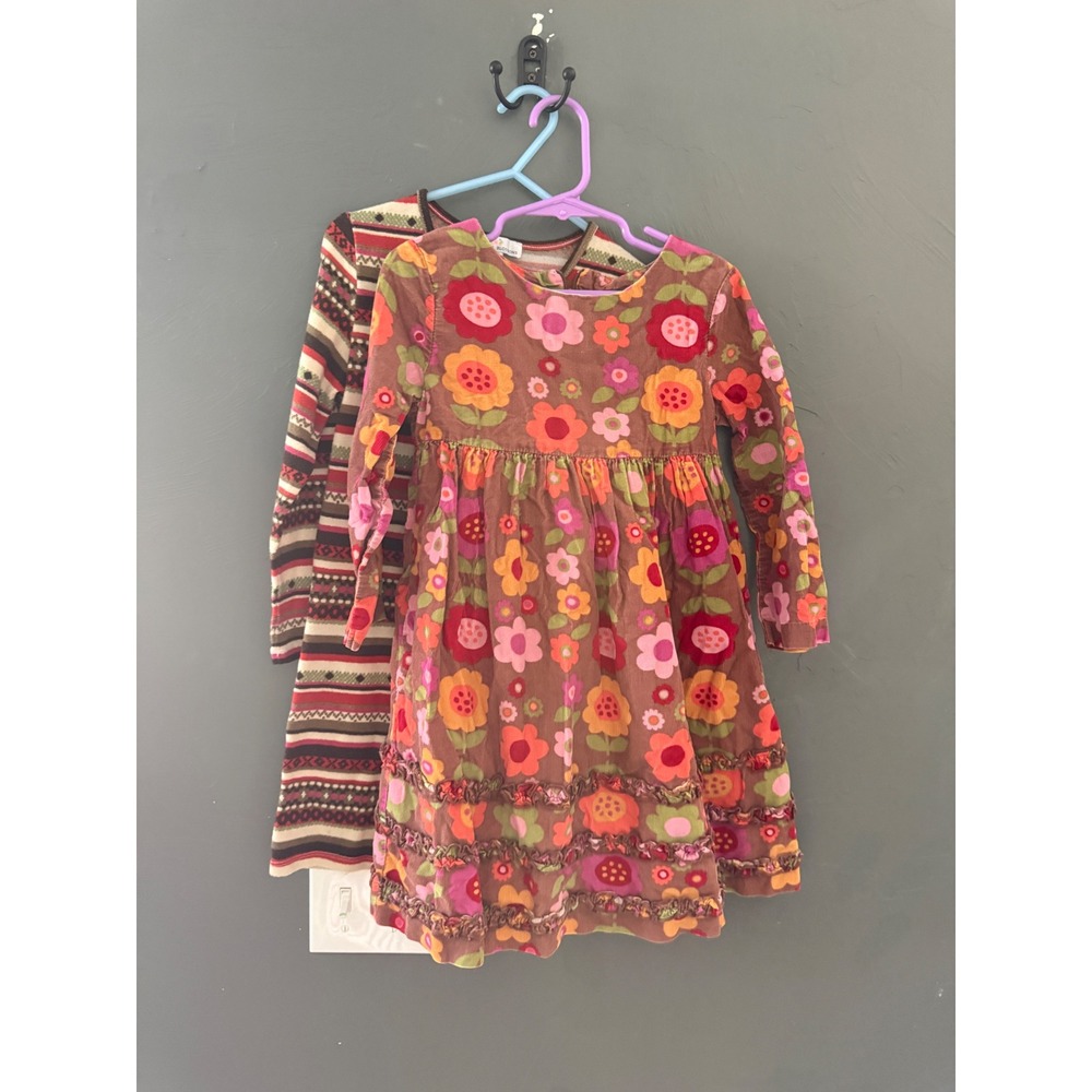 Hartstrings Y2k Floral Corduroy Fair Isle Dress Bundle Girls 4 5T Fall Leaves